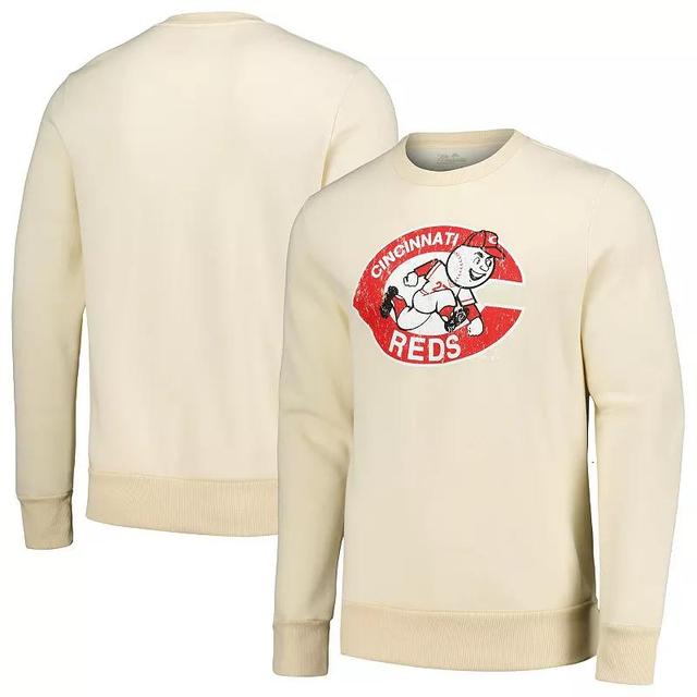 Mens Majestic Threads Oatmeal Cincinnati Reds Fleece Pullover Sweatshirt Product Image