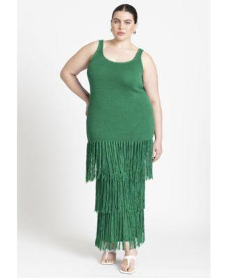 Plus Size Fringe Sweater Dress Product Image