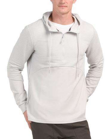 Ottoman Knit Quarter Zip Hooded Top for Men | Polyester/Spandex Product Image