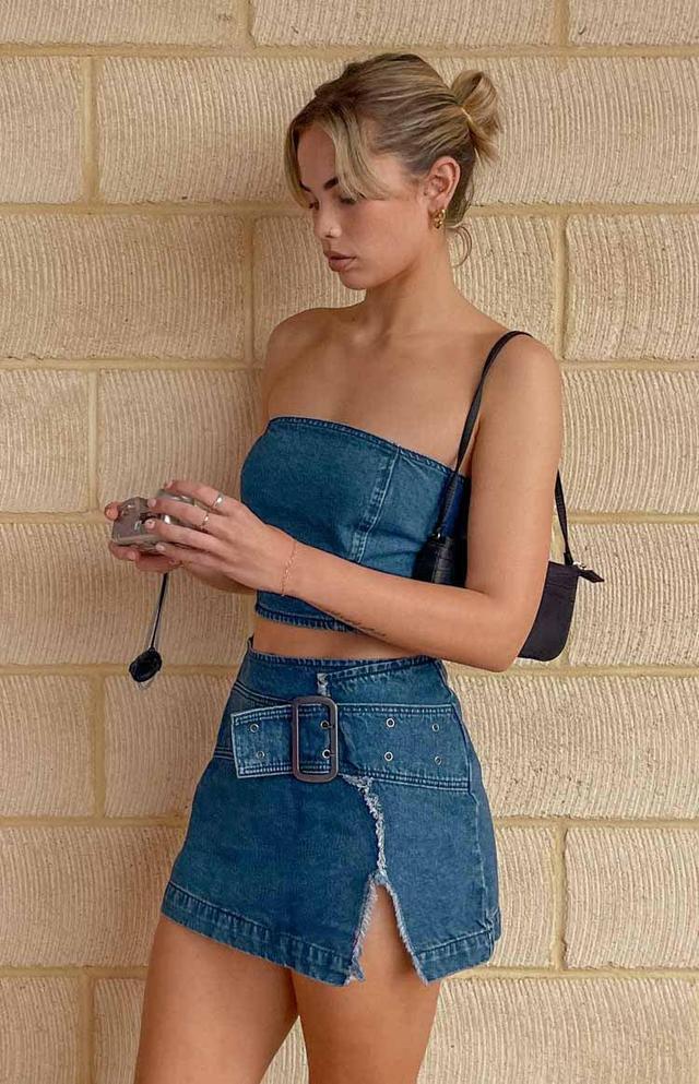 Elouise Buckle Denim Mini Skirt Product Image