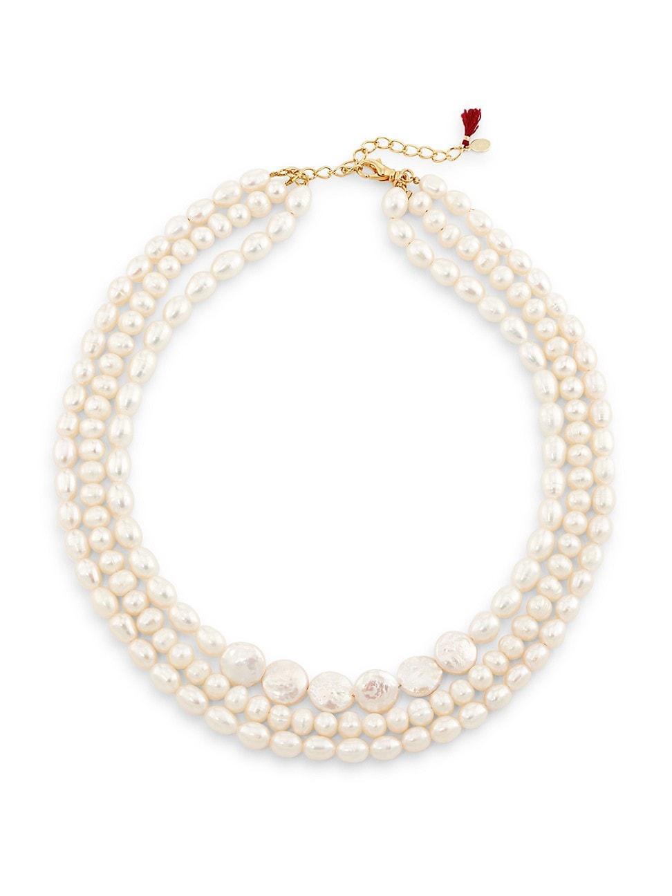 Womens Ciel 14K-Yellow-Gold Vermeil & Freshwater Pearl Layered Necklace Product Image