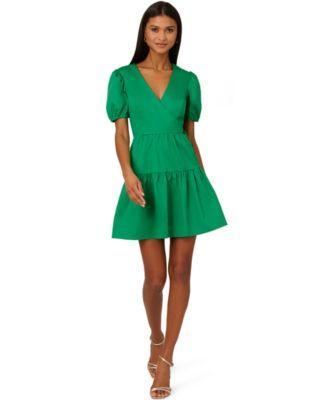 Adrianna by Adrianna Papell Womens Faux-Wrap Tiered Dress Product Image