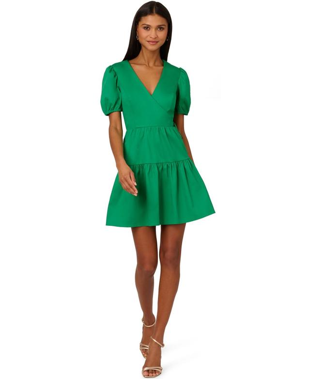 Adrianna by Adrianna Papell Womens Faux-Wrap Tiered Dress Product Image