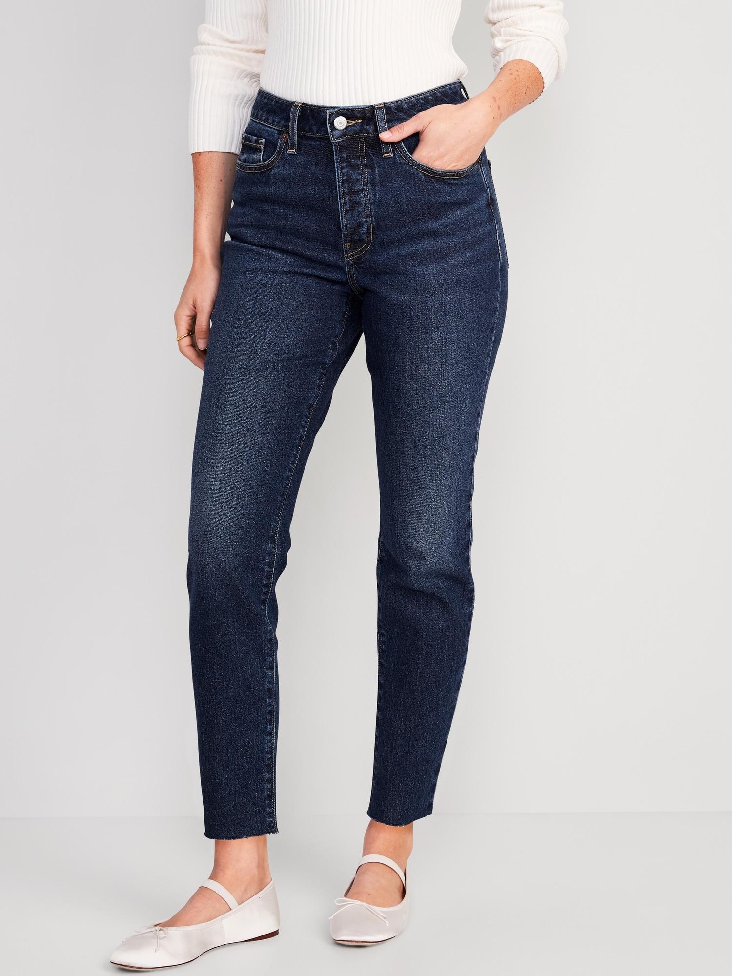 High-Waisted Button-Fly OG Straight Cut-Off Ankle Jeans for Women Product Image