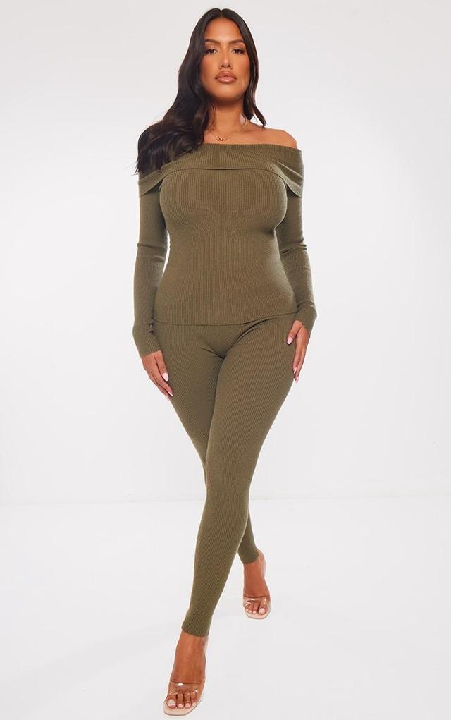 Shape Olive Knit High Waist Leggings Product Image