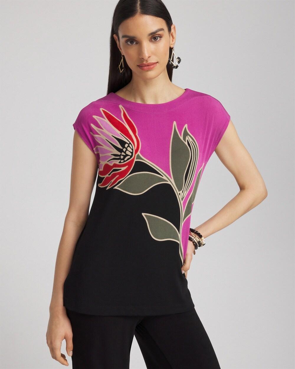 Women's Travelers Placed Floral Tunic Top Product Image