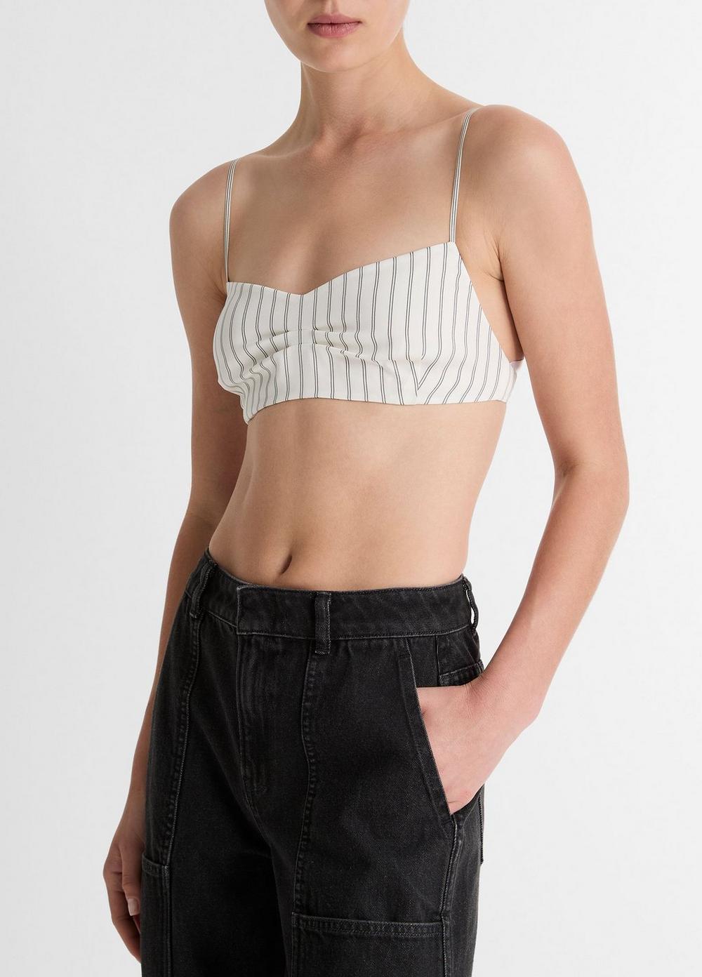 Striped Stretch-Silk Shrunken Camisole Product Image