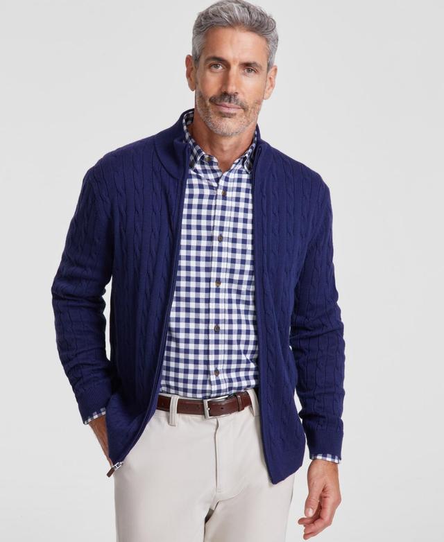 Club Room Mens Cable-Knit Full-Zip Sweater, Created for Macys Product Image