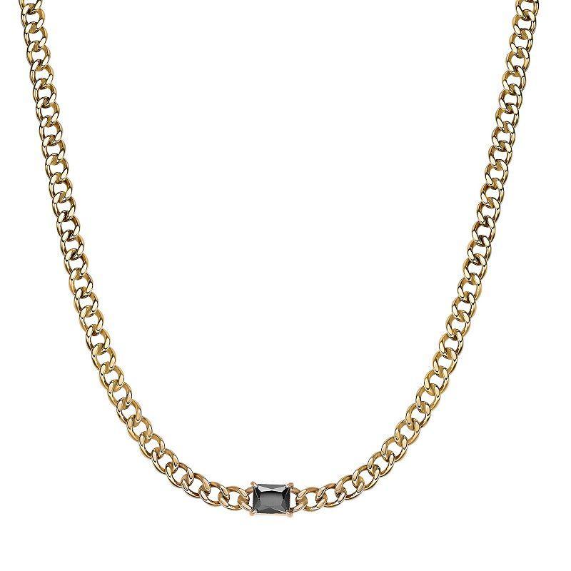 Mens LYNX Stainless Steel Curb Chain Necklace Gold Tone Product Image