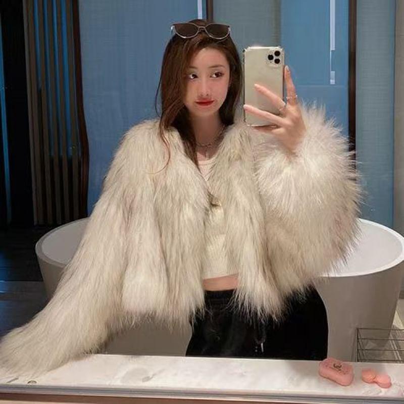 Plain Fluffy Open Front Jacket Product Image