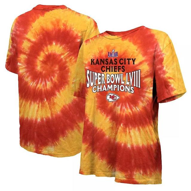 Womens Majestic Threads /Gold Kansas City Chiefs Super Bowl LVIII Champions Oversized Tie-Dye T-Shirt Product Image