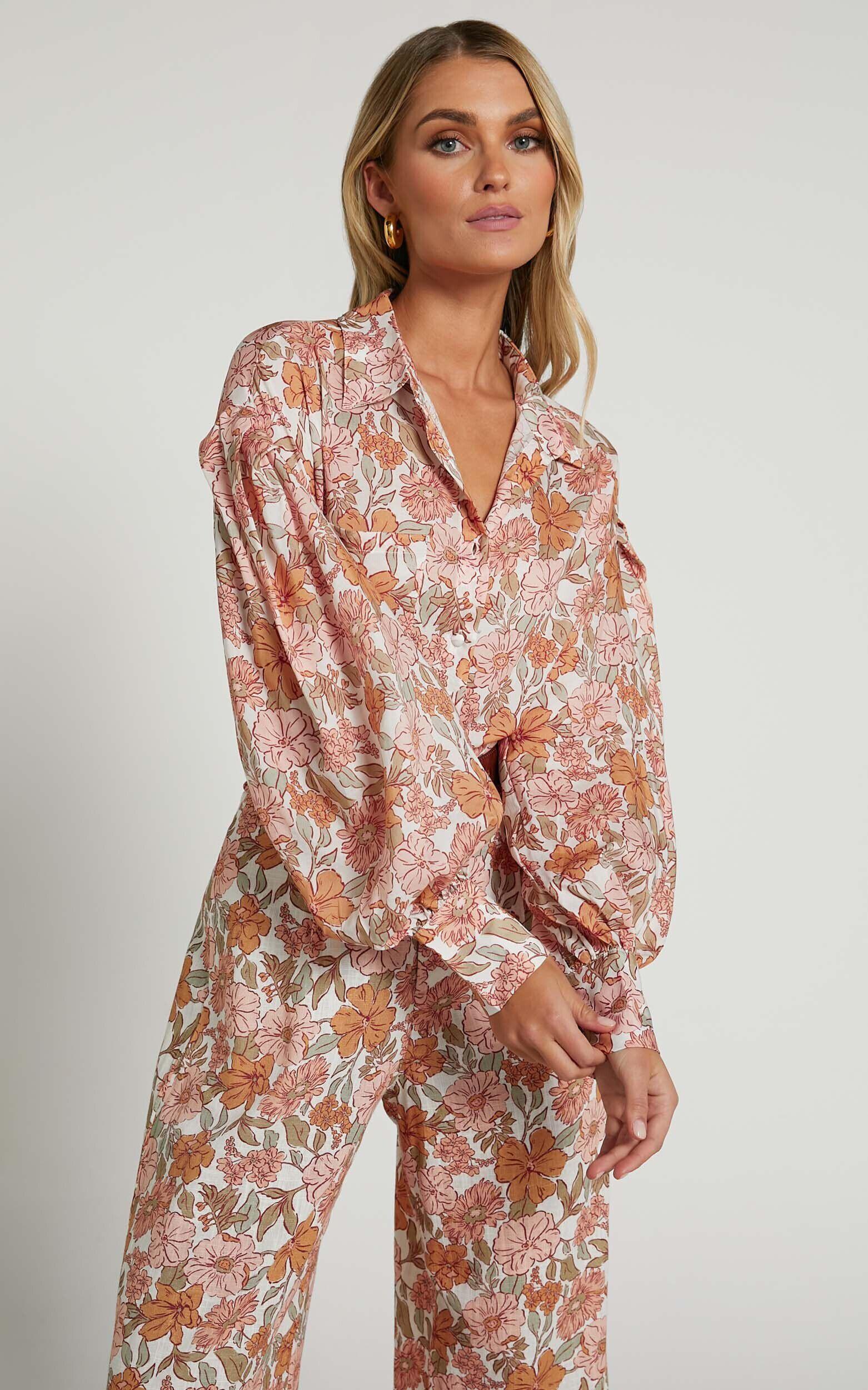 Amalie The Label - Azariah Balloon Sleeve Button Up Shirt in Wildflower Floral Product Image