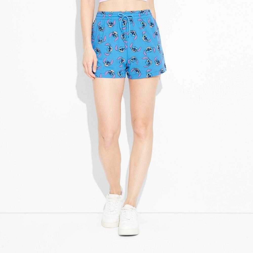 Womens Stitch Graphic Lounge Shorts - Blue Product Image