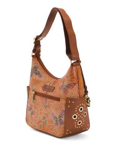 Leather Hobo With Studded Side Pockets for Women Product Image