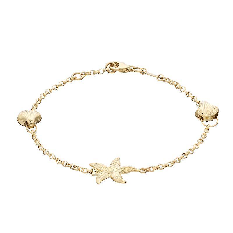 Au Naturale 14k Gold Sea Lovers Charm Bracelet, Womens Yellow Product Image