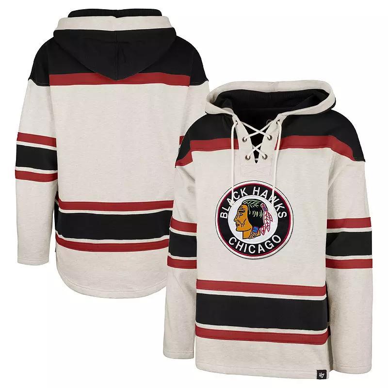 Mens 47 Oatmeal Chicago Blackhawks Rockaway Lace-Up Pullover Hoodie Product Image