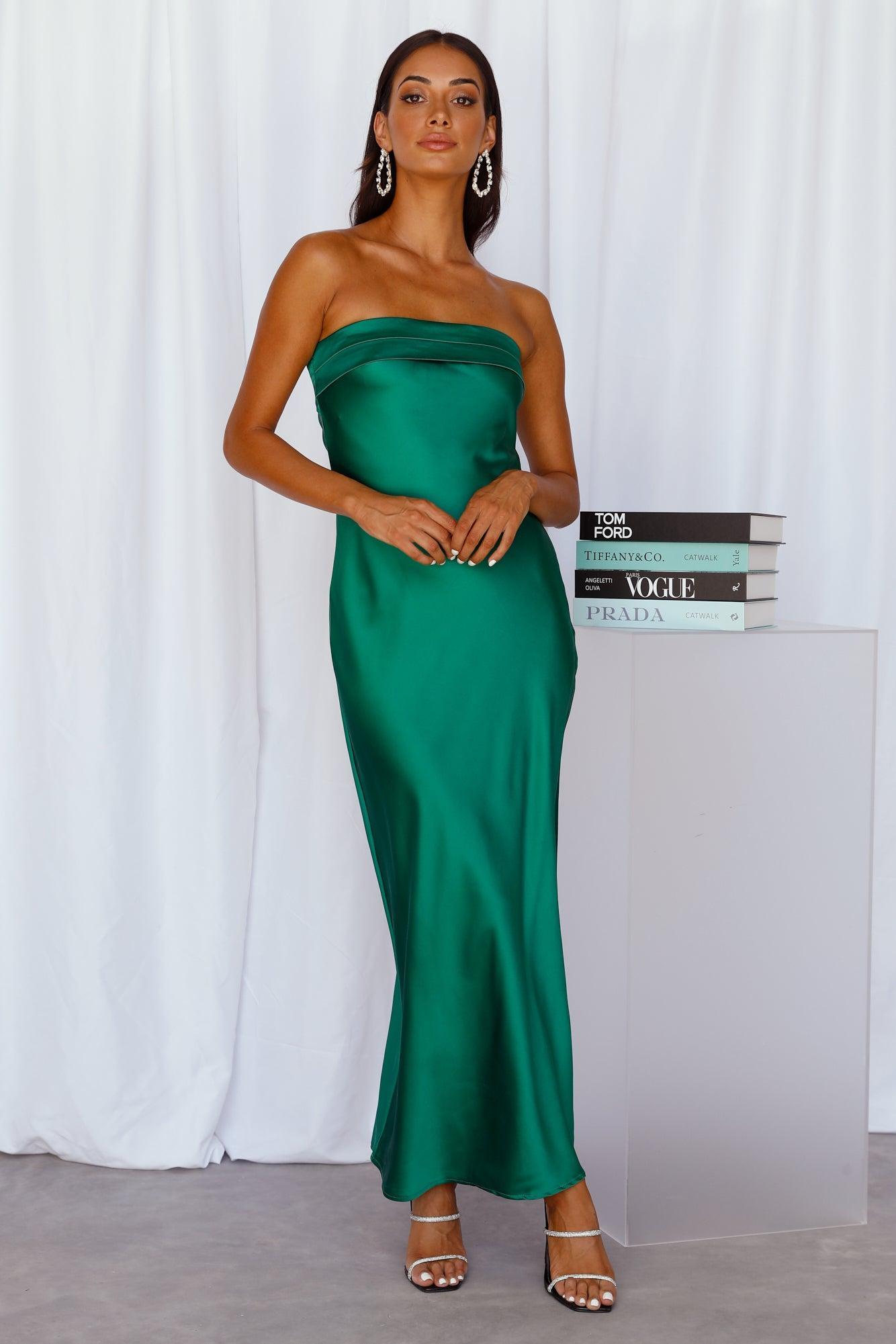 Coolness Calling Satin Maxi Dress Green Product Image