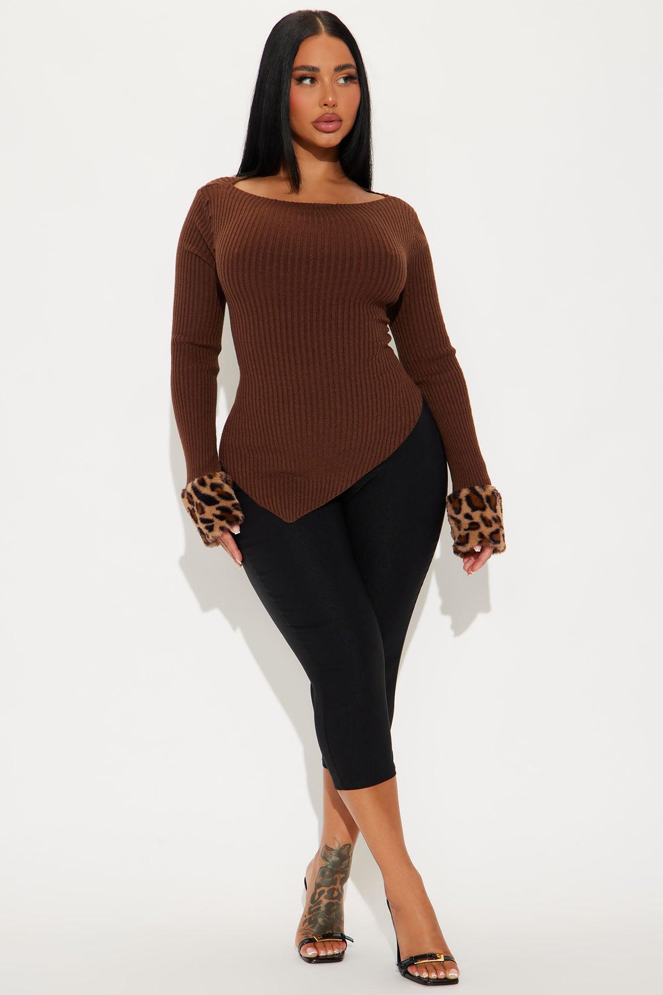 Simple But Chic Faux Fur Sweater - Brown/combo Product Image