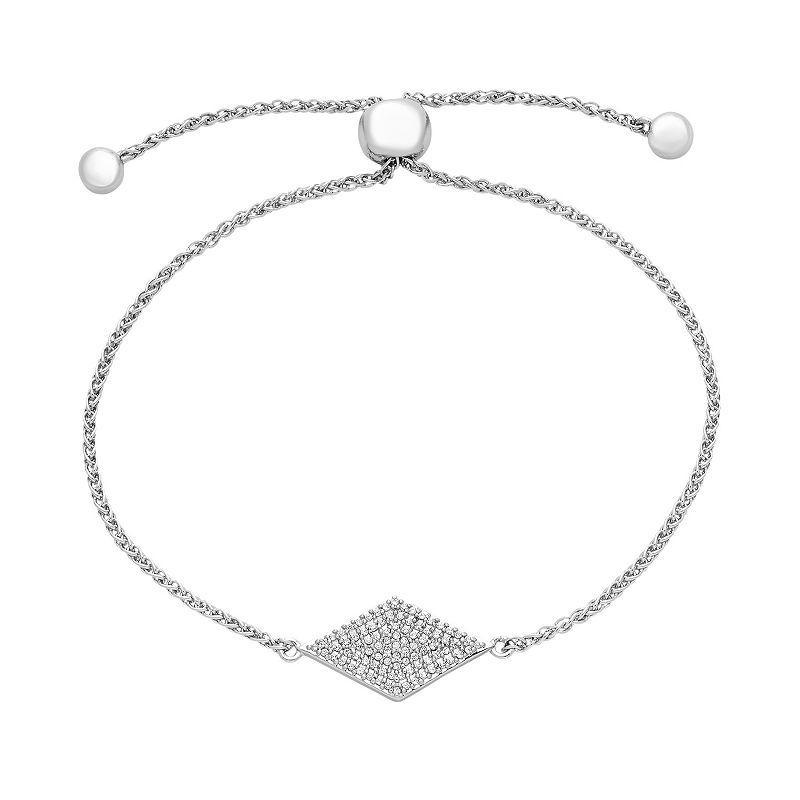 Sterling Silver 1/4 Carat T.W. Diamond Kite Bolo Bracelet, Womens White Product Image