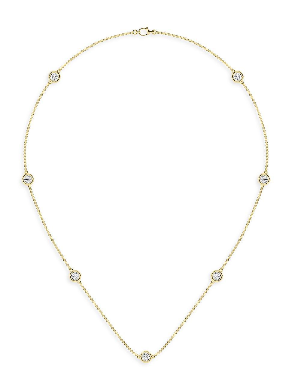 Womens 14K Yellow Gold & 7-Diamond Station Necklace/0.70-2.10 TCW Product Image