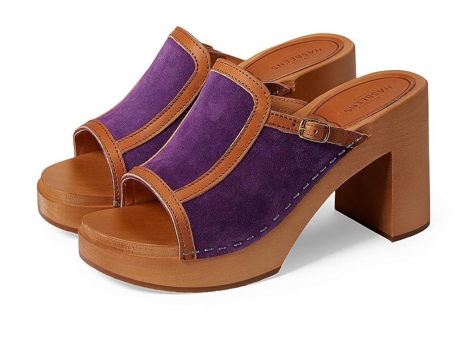 Swedish Hasbeens Sophisticated Slip-In (Viola Suede/Nature) Women's Shoes Product Image