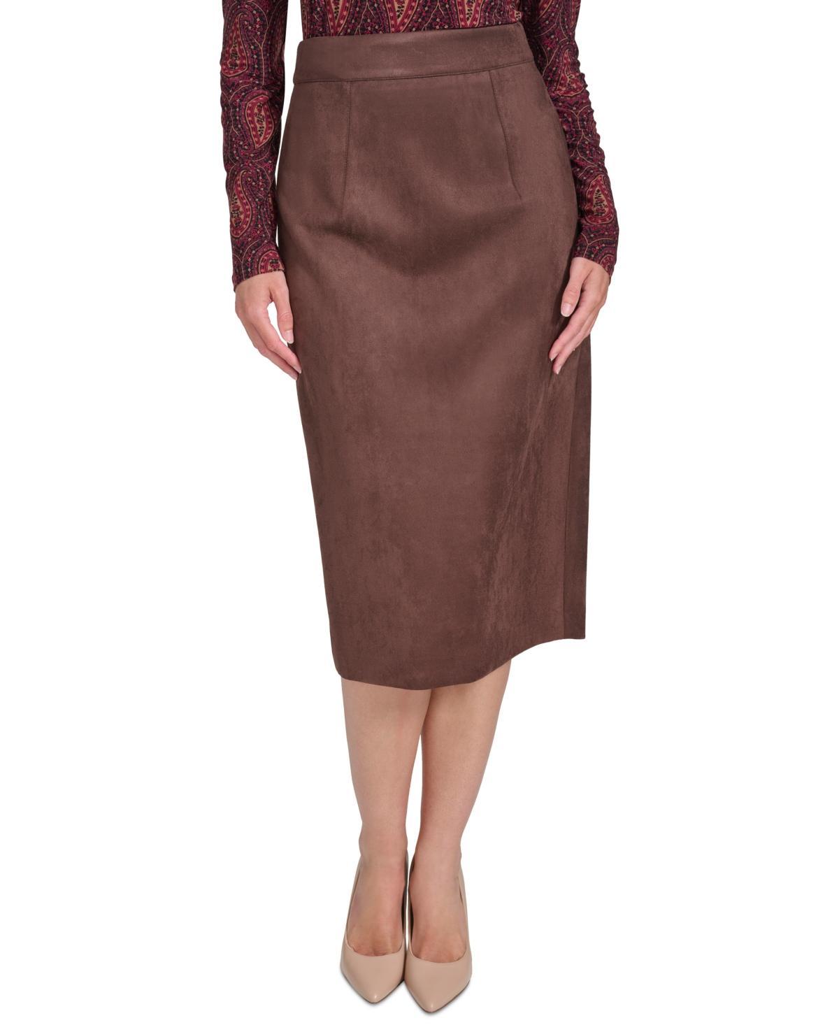 Tommy Hilfiger Womens Faux-Suede Pencil Skirt Product Image