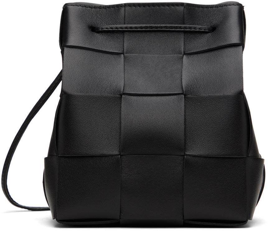 BOTTEGA VENETA Black Small Cassette Cross-body Bucket Bag In 8425 Black Gold Product Image