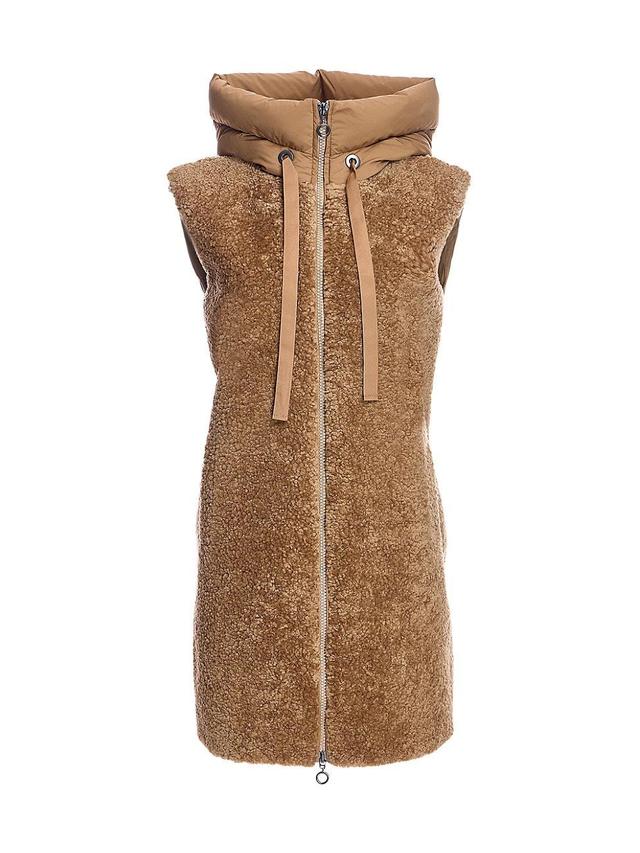 Womens Shearling Goose-Down Zip Vest Product Image