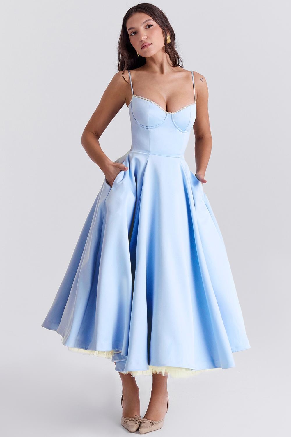 Mademoiselle Cinderella Blue Tulle Midi Dress Product Image