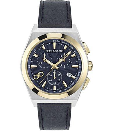 Mens Vega Upper East Chrono Stainless Steel & Leather Watch/ 42MM Product Image