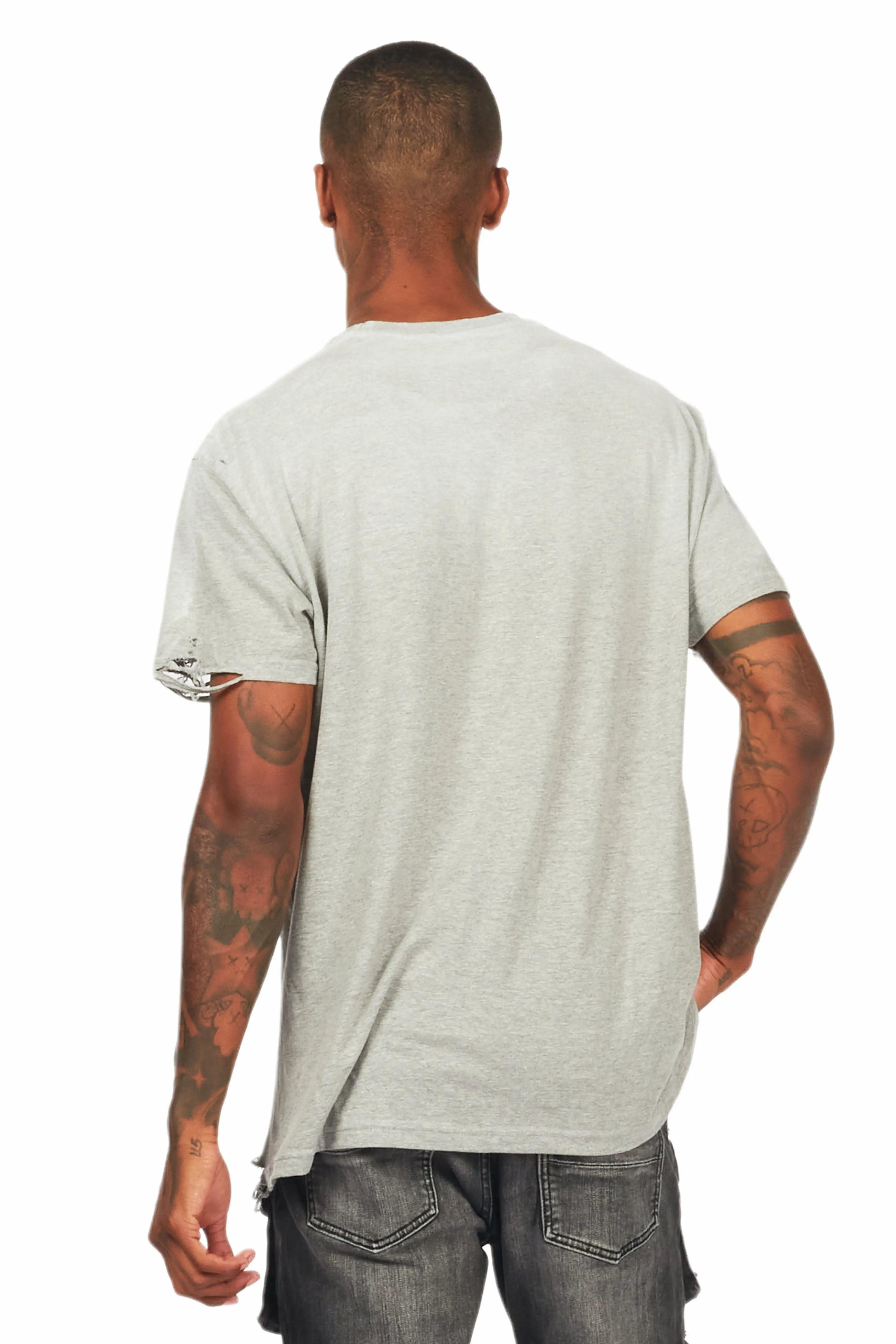 Shoota Heather Grey Oversized Graphic T-Shirt Male Product Image