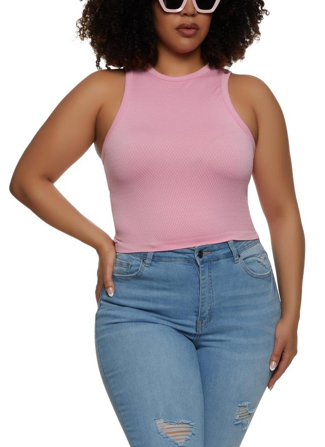 Womens Plus Size Textured Knit Racerback Tank Top Product Image