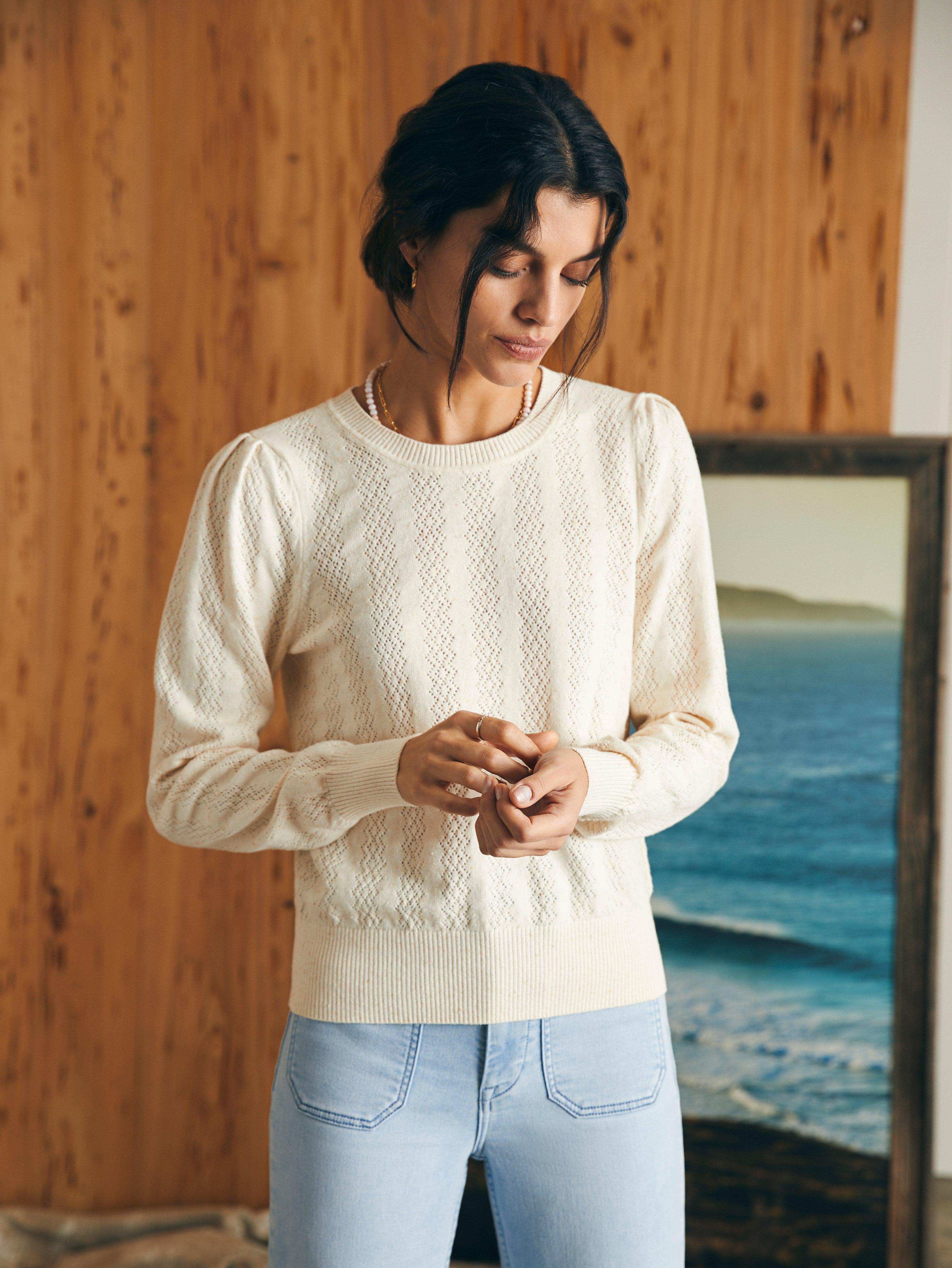 Pointelle Lola Sweater - Egret Female Product Image