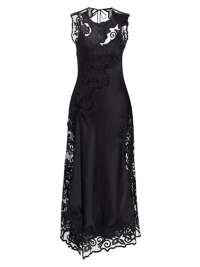 Womens Kaia Floral-Embroidered Silk Midi-Dress Product Image