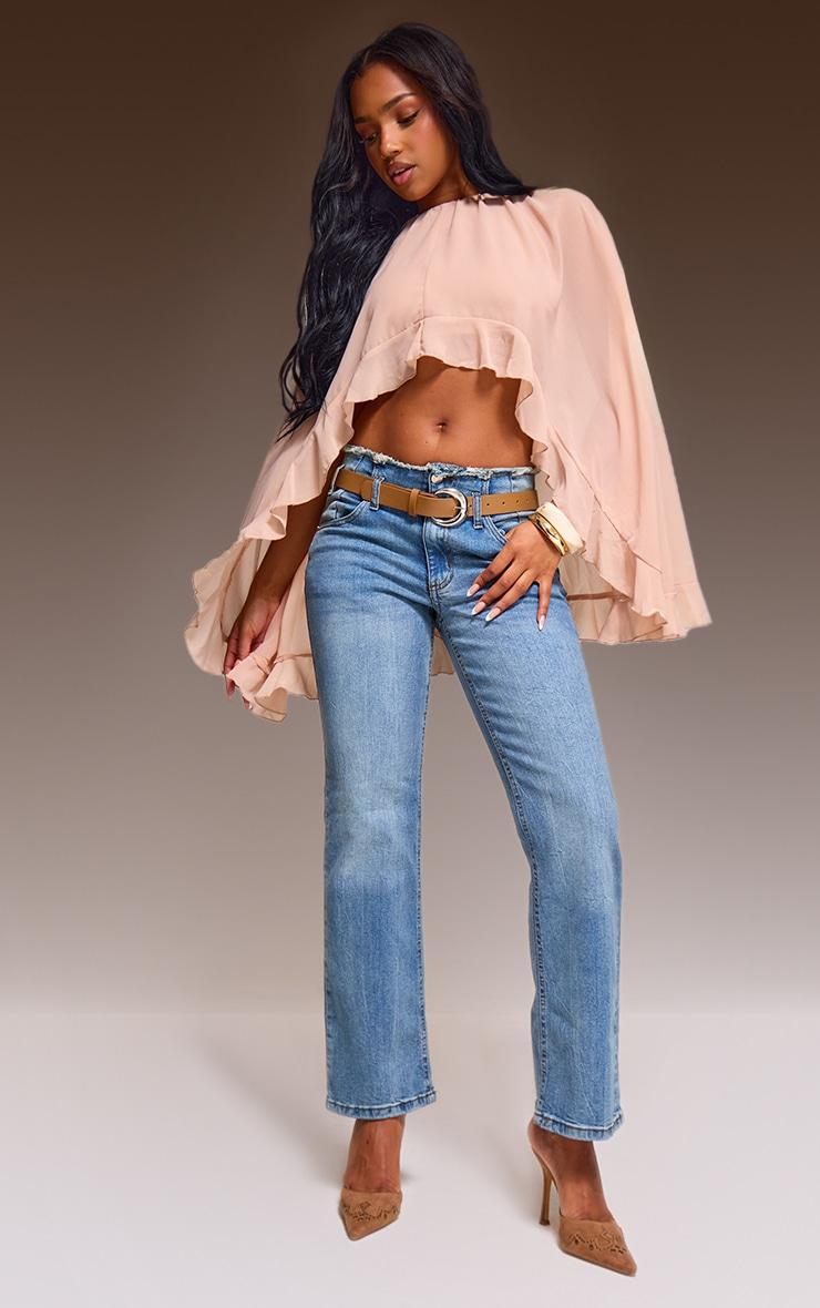 Vintage Wash Frayed Hem Relaxed Fit Jeans product image