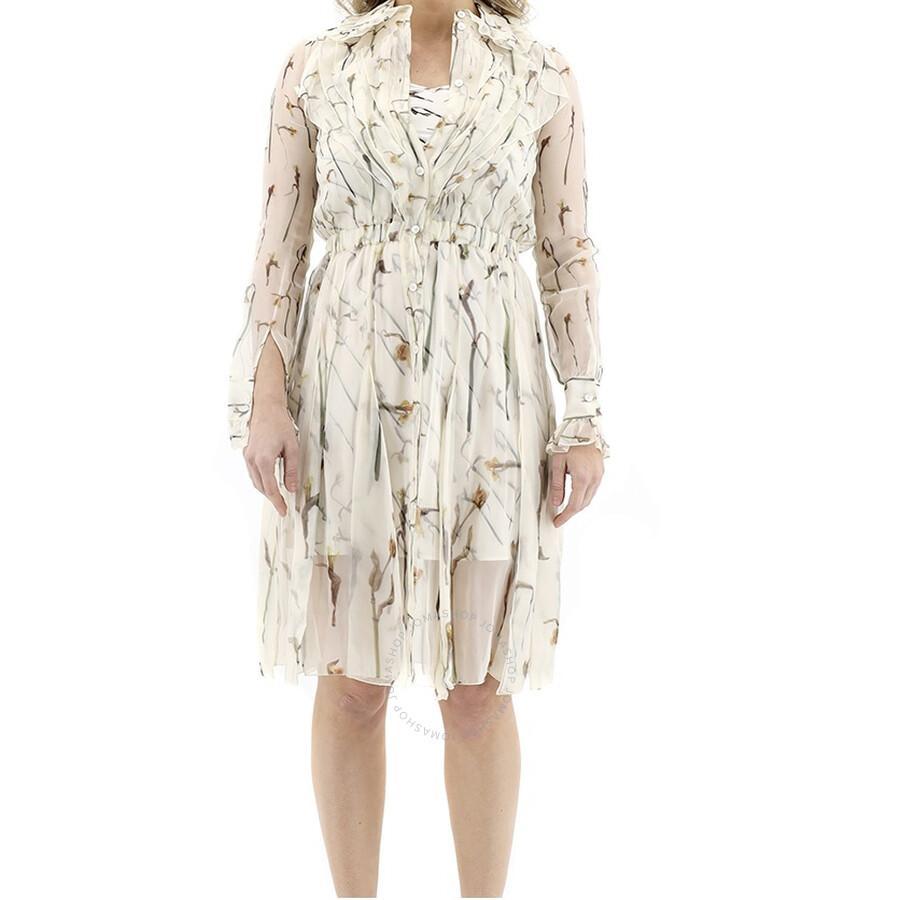 BURBERRY Ladies Isla Ruffle Detail Long-sleeve Dress In Yellow Ip Pttn Product Image