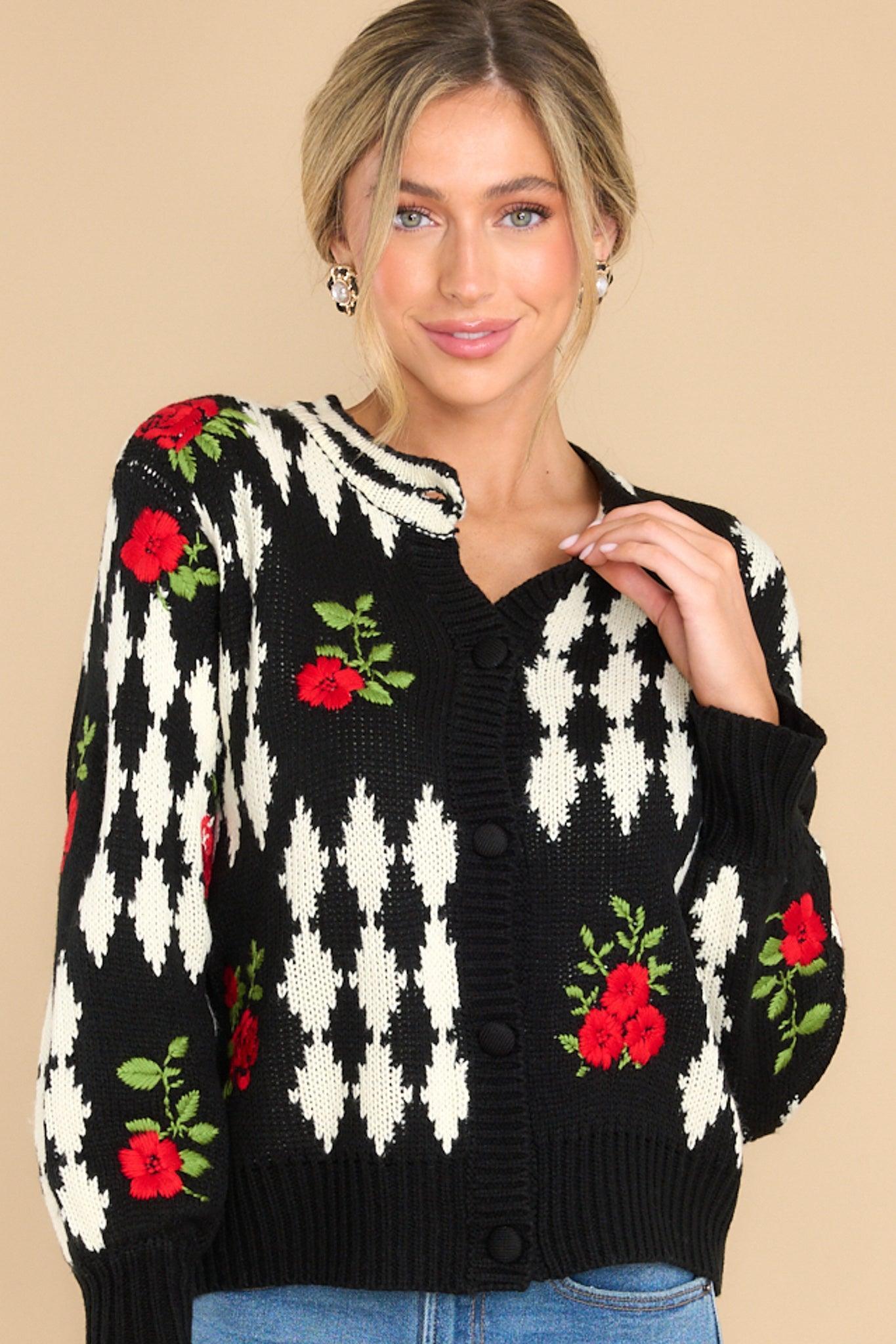 Second Chances Black Multi Print Cardigan Product Image