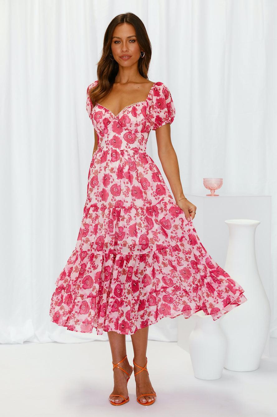 Sweet Views Midi Dress Pink Product Image