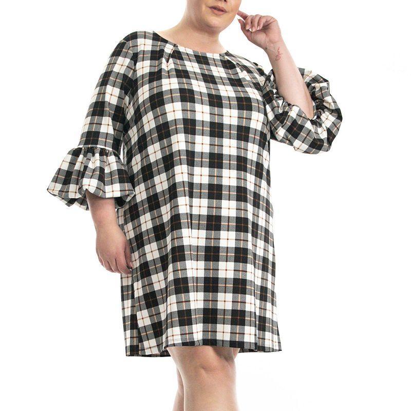 Plus Size Nina Leonard Balloon Sleeve Shift Dress, Womens product image