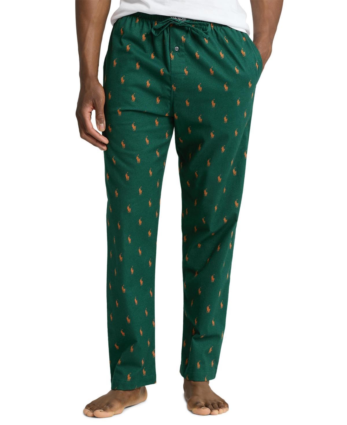 Polo Ralph Lauren Mens Flannel Pony-Print Pajama Pants - MOSS AGATE Product Image