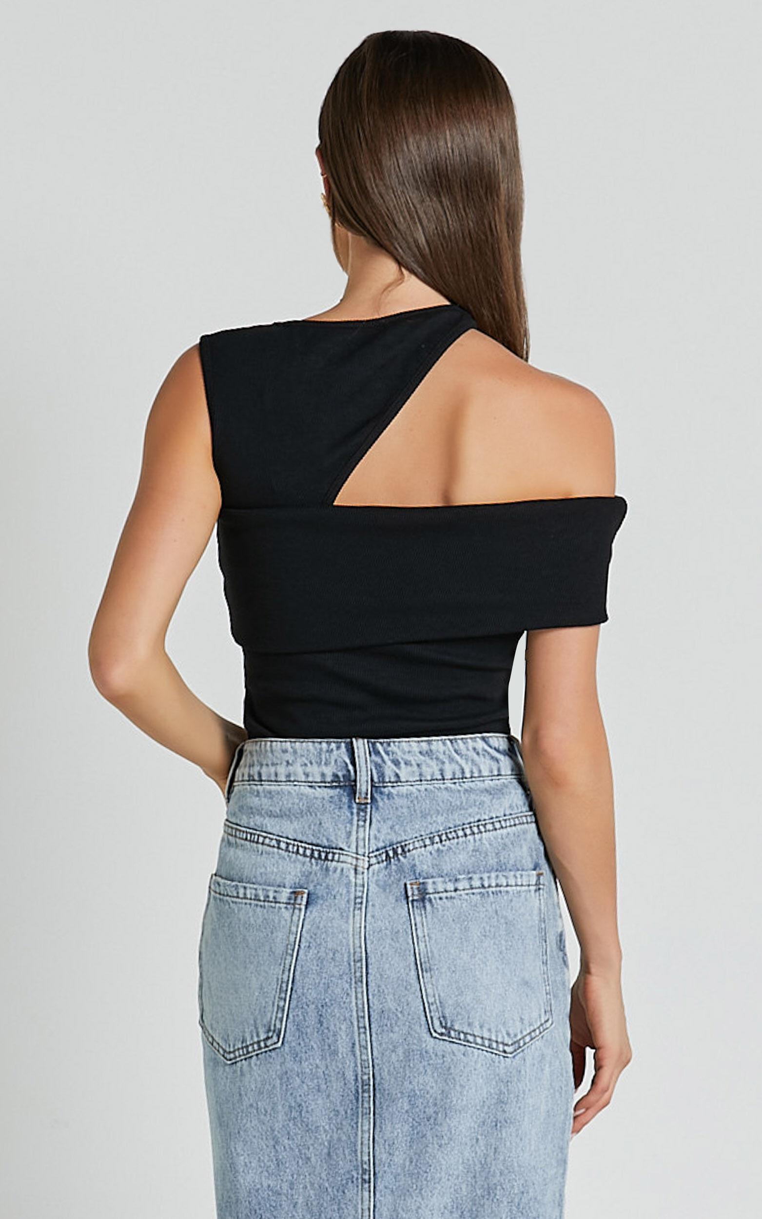 Lilah Top - Asymmetric Cut Out Top in Black Product Image