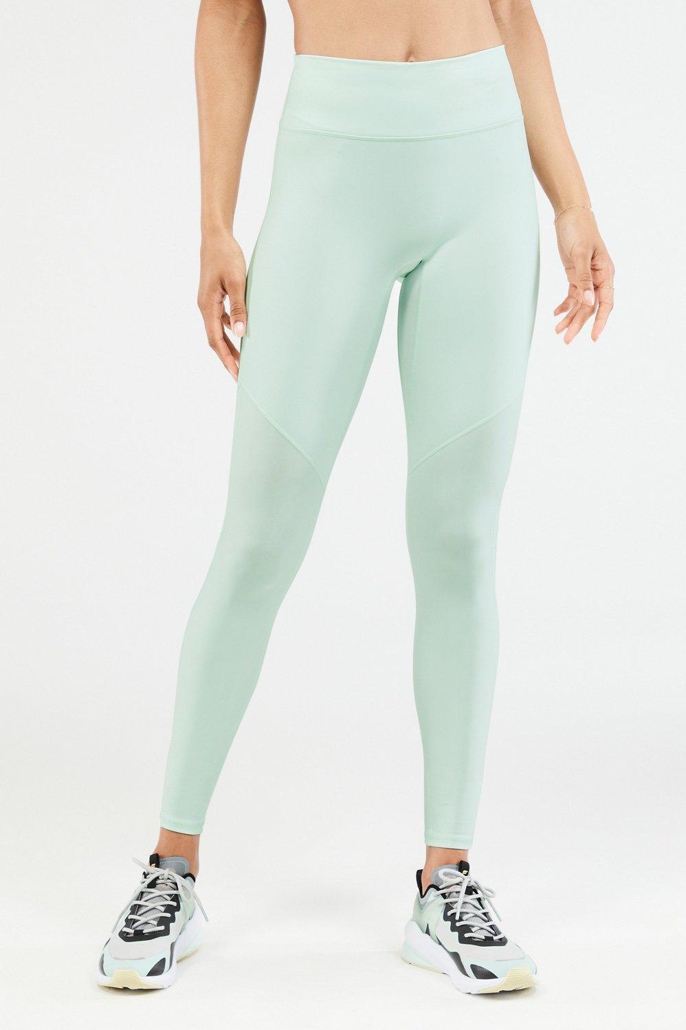 Fabletics Anywhere High-Waisted Legging Womens Ice Cube/Hazy Iris Logo Size XXS Product Image