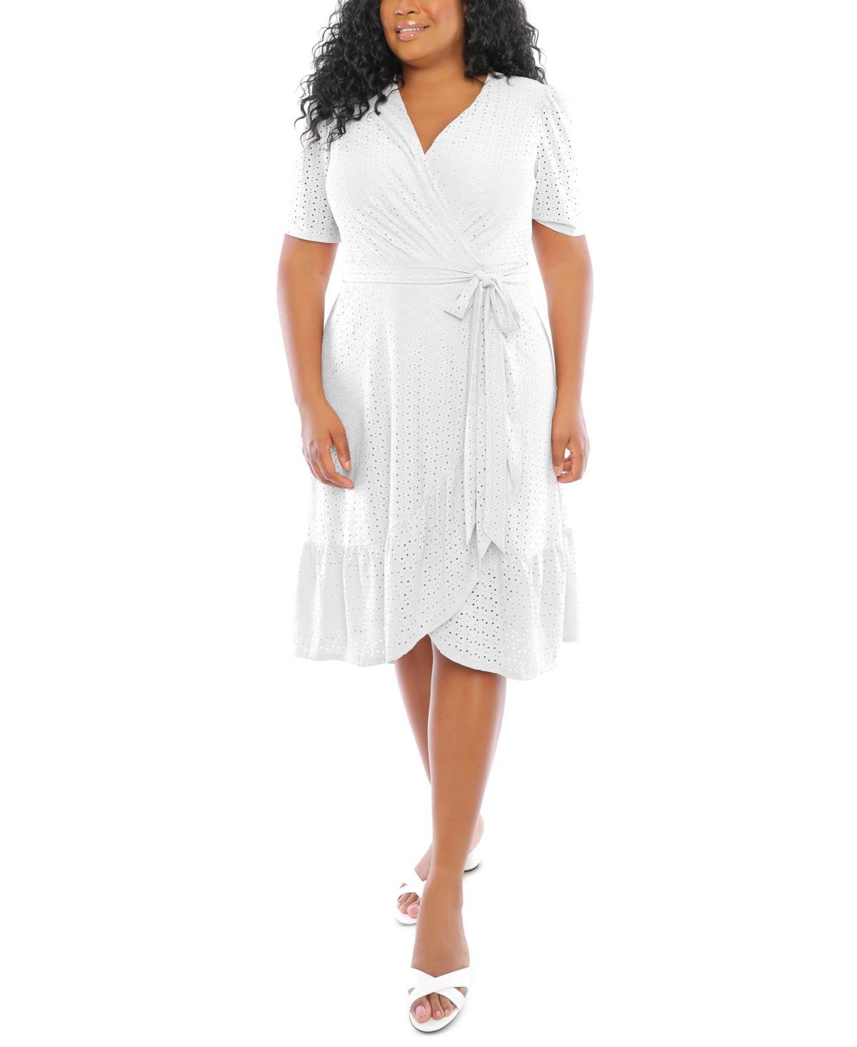 London Times Plus Size Eyelet Wrap Dress product image