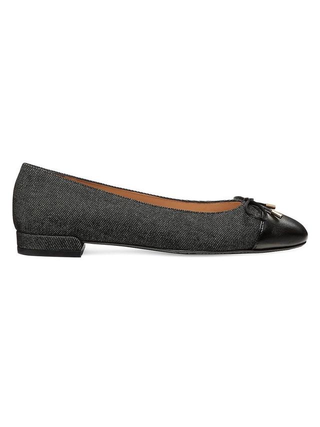 Stuart Weitzman Sleek Cap Toe Bow Flat Product Image