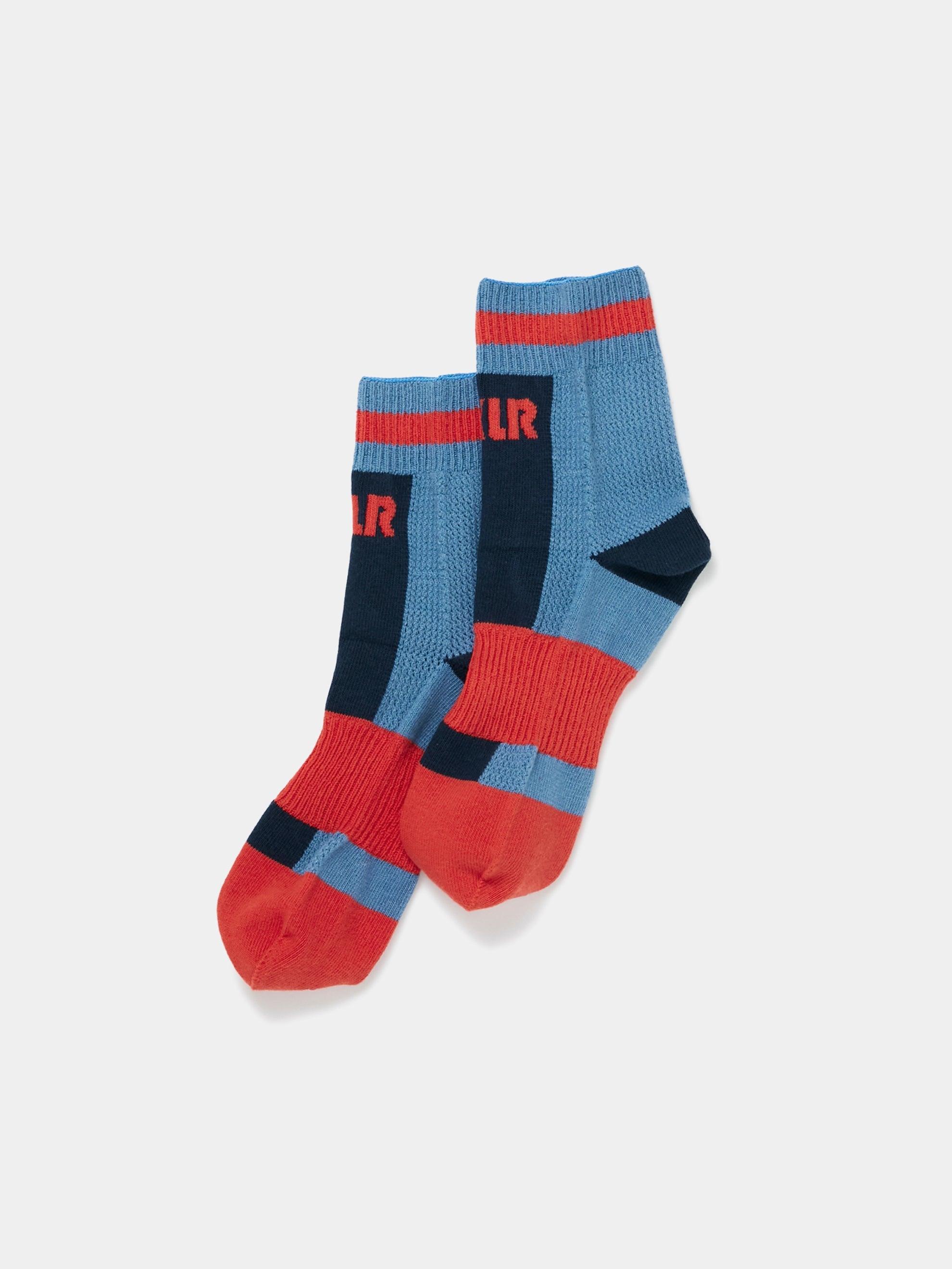 Color-Block Socks (Greyish Blue/Orange) Product Image