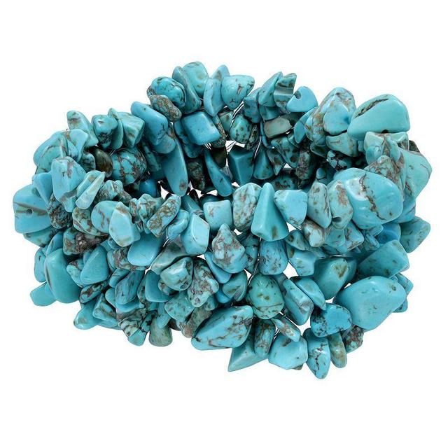 Aleure Precioso Gemstone Chip Stretch Bracelet, Womens Howlite Chryscolla Product Image