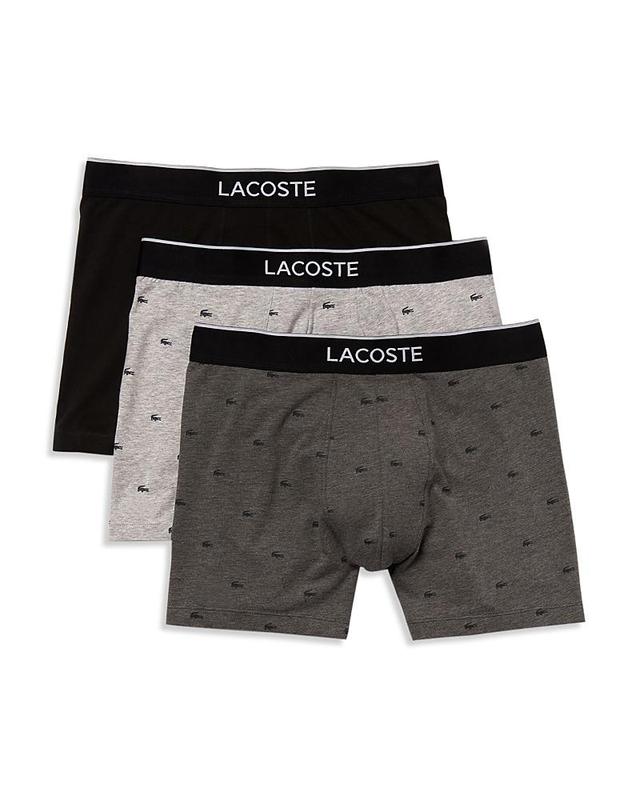 Lacoste Boxer Briefs 3-Pack Casual Lifestyle All Over Print Croc Pitch Chine/Silver Chine) Men's Underwear Product Image