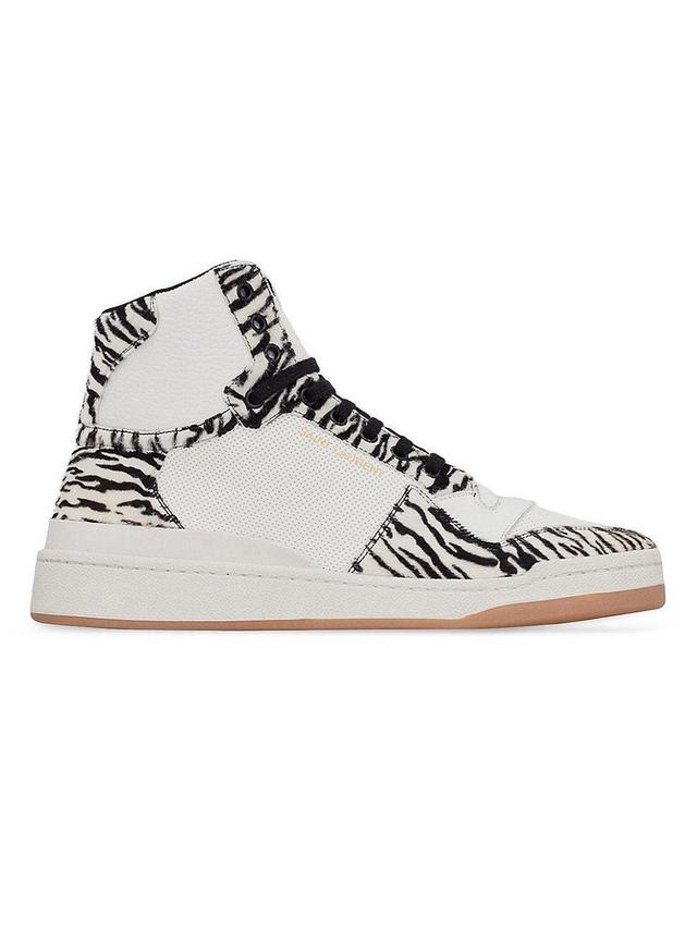 Mens Sl/24 Mid-top Sneakers In Smooth Leather And Zebra Print Pony Effect Leather Product Image