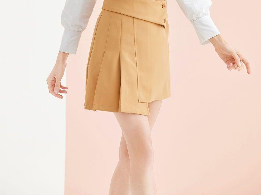 High-Waist Pleated Mini A-Line Skirt Product Image