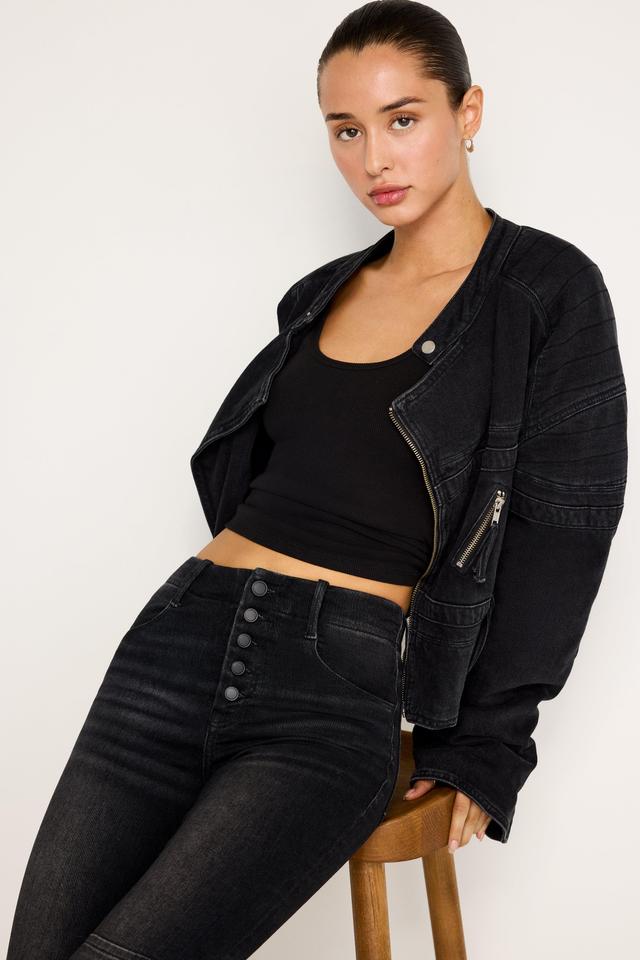 DENIM MOTO JACKET | BLACK351 Product Image